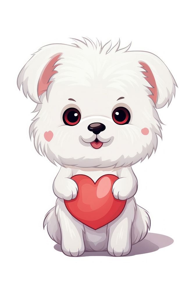 Dog holding a heart drawing cartoon mammal. AI generated Image by rawpixel.