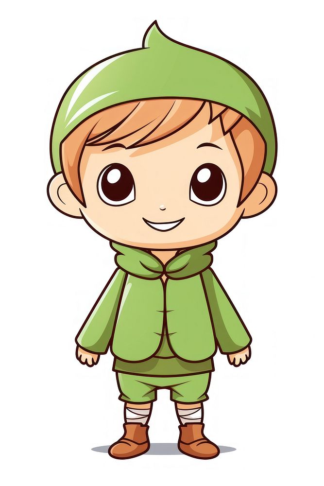 Elf cartoon cute white background. AI generated Image by rawpixel.