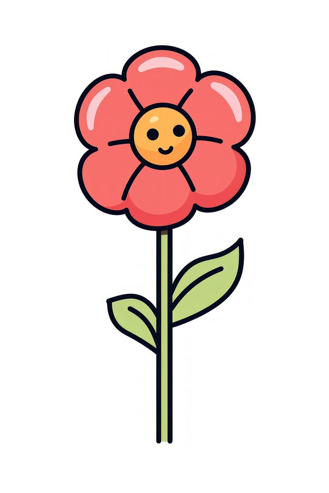Flower cartoon plant white background. AI generated Image by rawpixel.