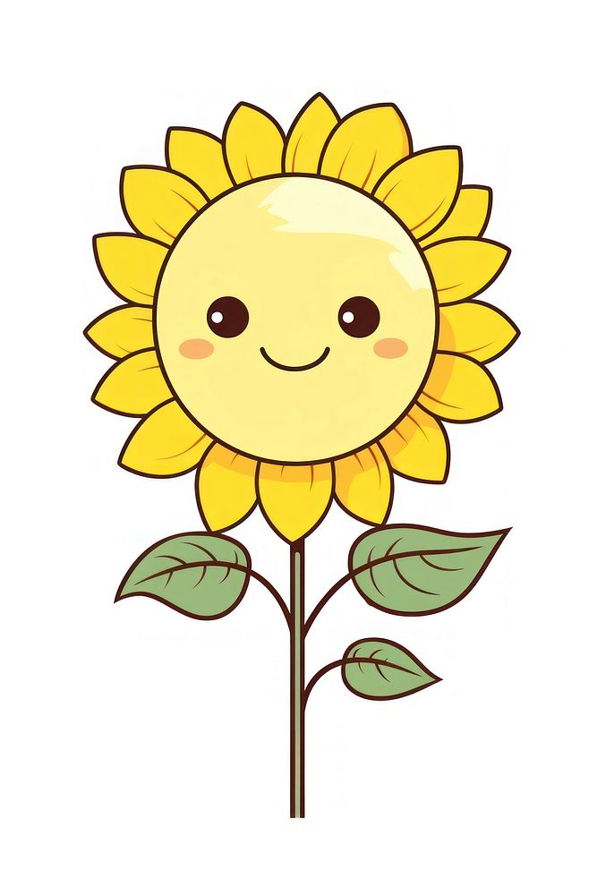 Sunflower cartoon plant inflorescence. AI generated Image by rawpixel.