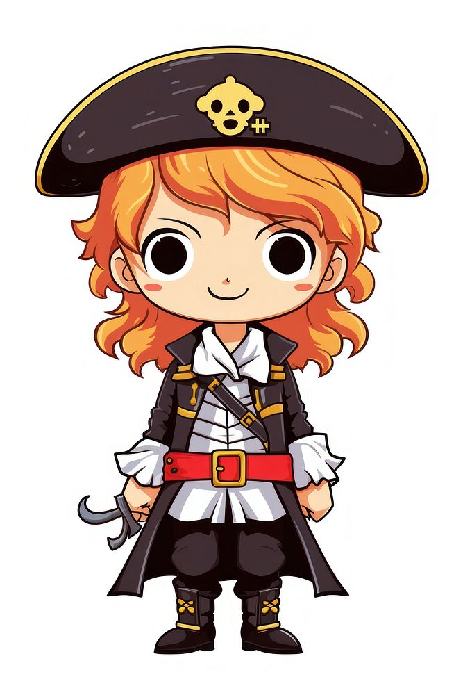 Pirate cartoon cute white background. AI generated Image by rawpixel.