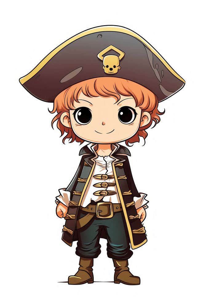 Pirate cartoon cute white background. AI generated Image by rawpixel.