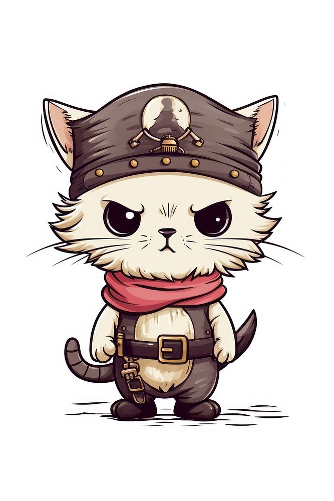 Pirate cat cartoon cute representation. AI generated Image by rawpixel.
