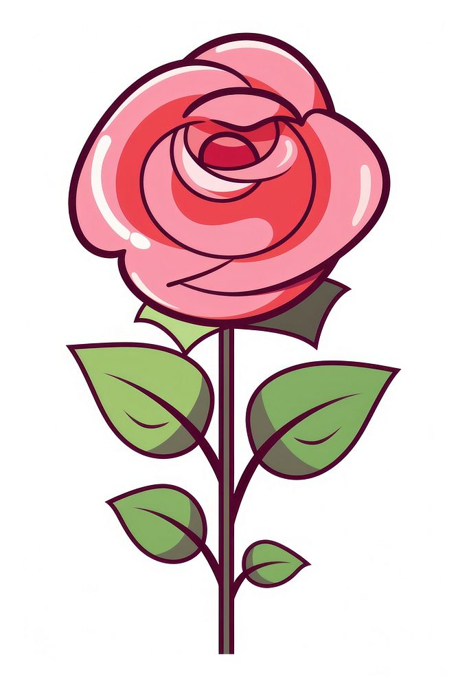 Rose cartoon flower plant. AI generated Image by rawpixel.