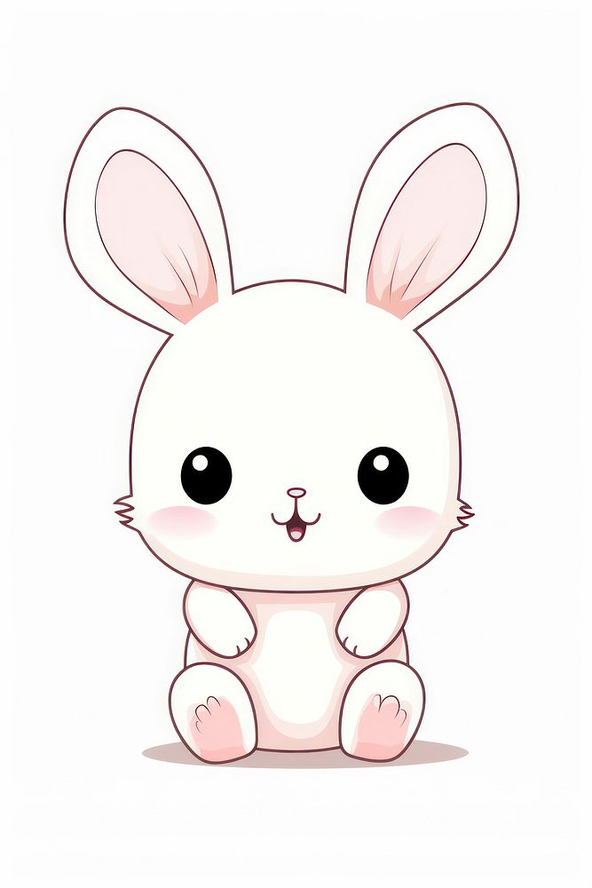 Rabbit outline cartoon animal. AI generated Image by rawpixel.