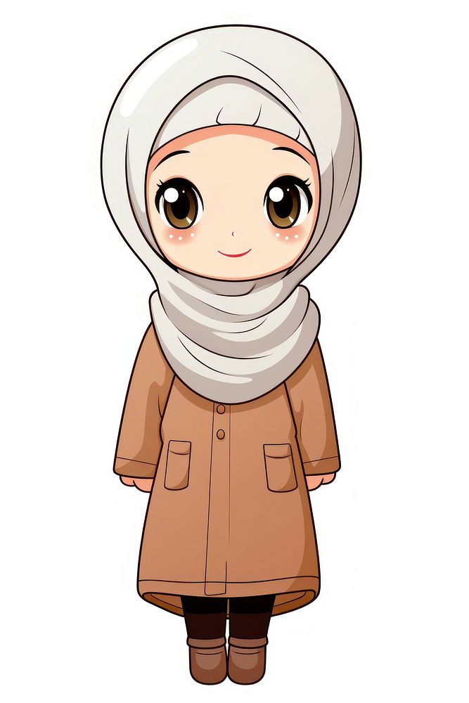 Woman in hijab cartoon cute publication. AI generated Image by rawpixel.