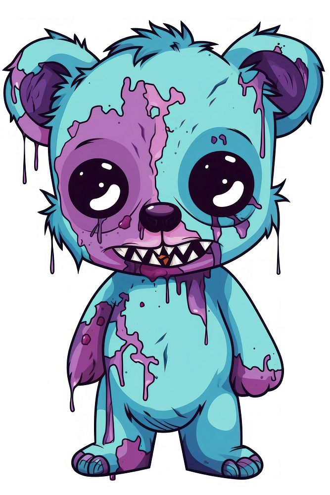 Zombie bear cartoon drawing sketch. AI generated Image by rawpixel.