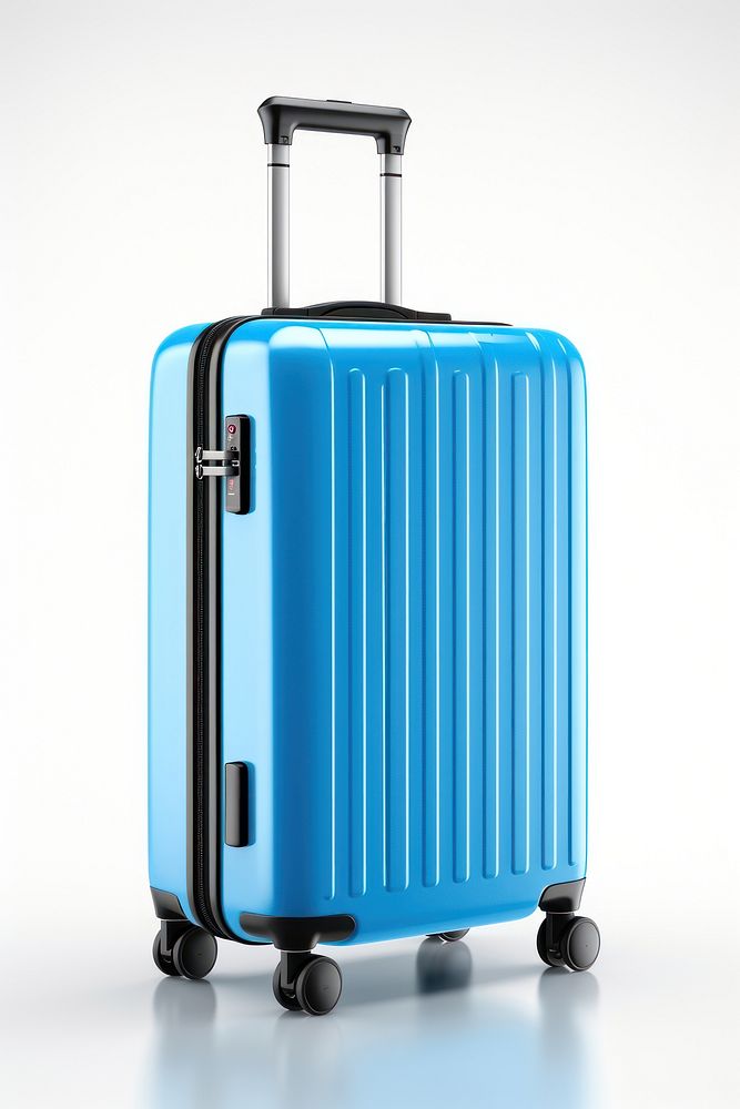 Blue suitcase for travel luggage white background architecture. AI generated Image by rawpixel.
