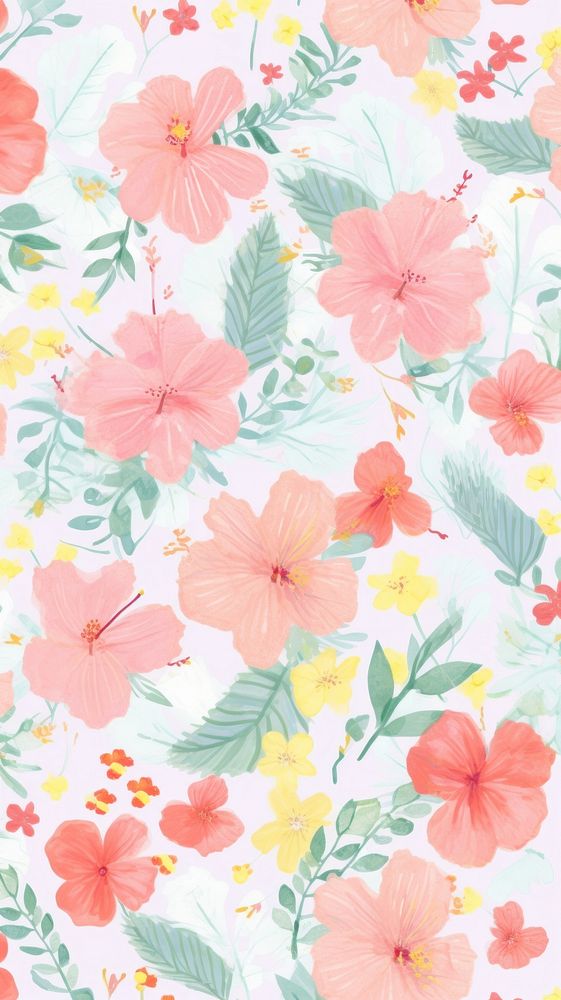 Hibiscus pattern flower plant. AI generated Image by rawpixel.