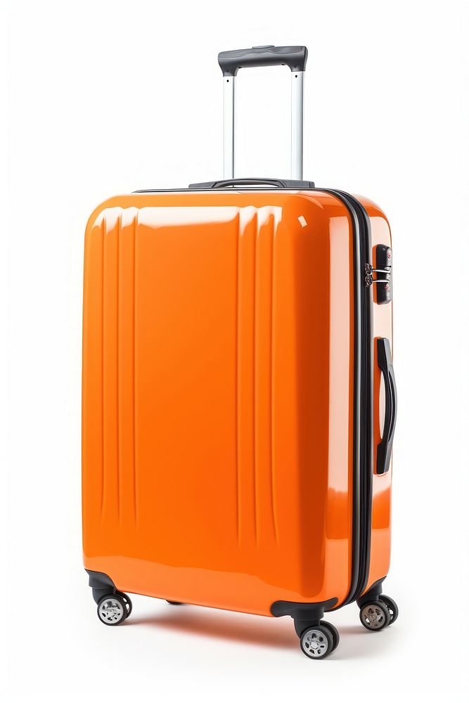 Orange suitcase for travel luggage white background architecture. AI generated Image by rawpixel.