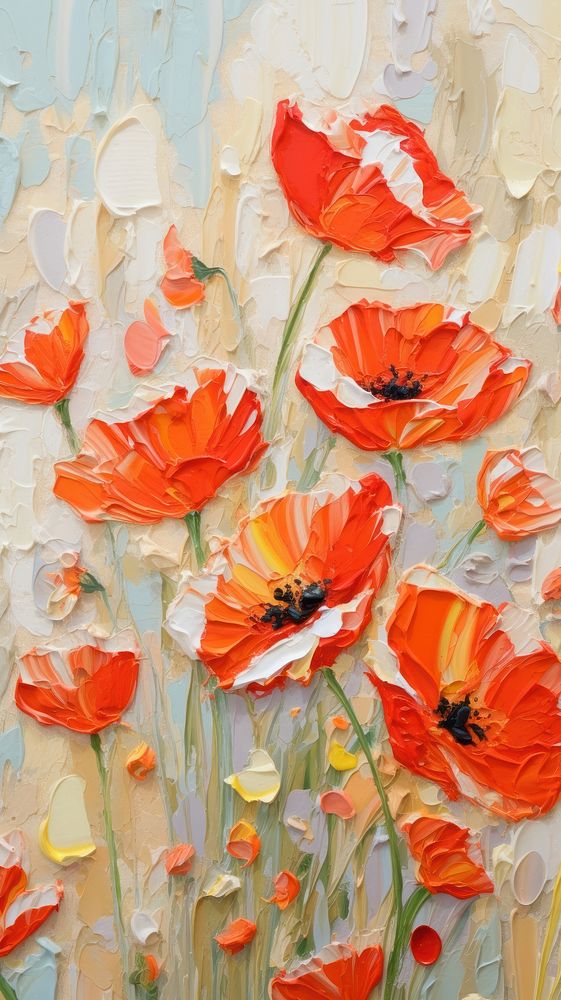 Poppy flower art painting pattern. AI generated Image by rawpixel.