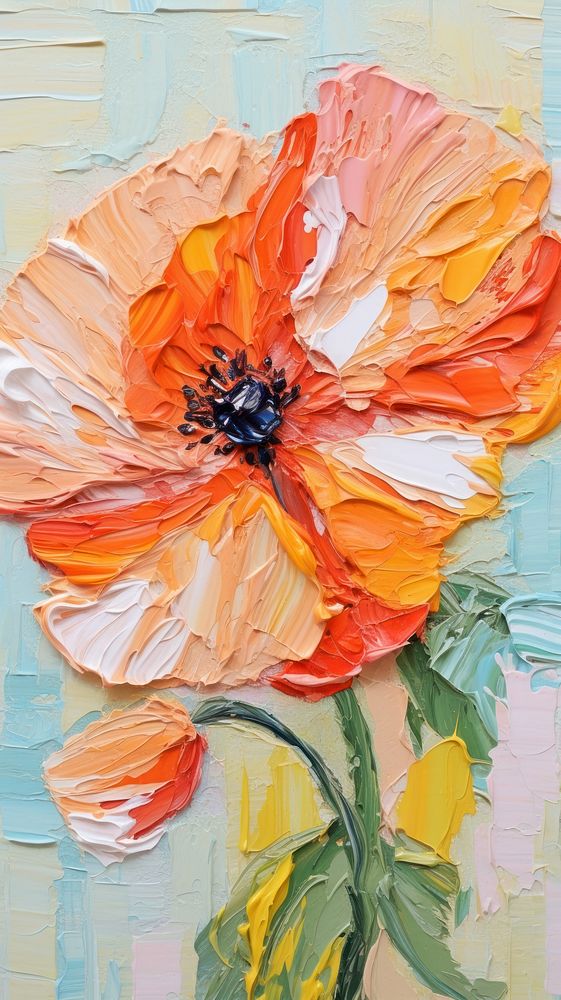 Poppy flower art painting pattern. AI generated Image by rawpixel.