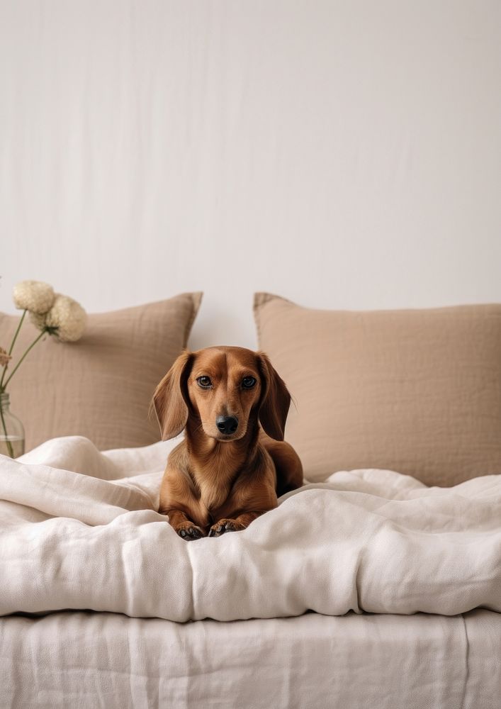 A Dachshund puppy bed dachshund furniture. AI generated Image by rawpixel.