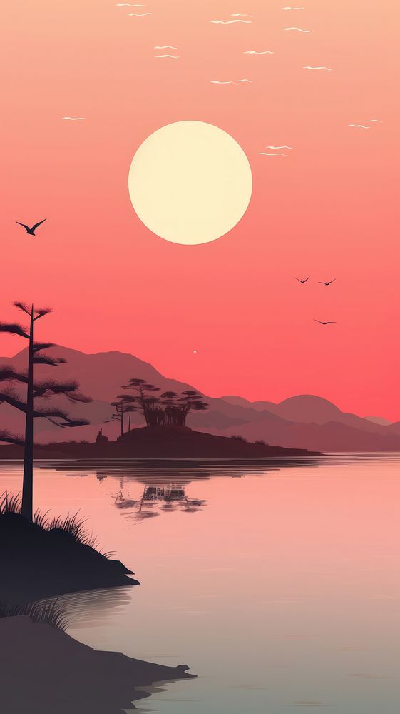 Landscape sunset outdoors nature. AI generated Image by rawpixel.