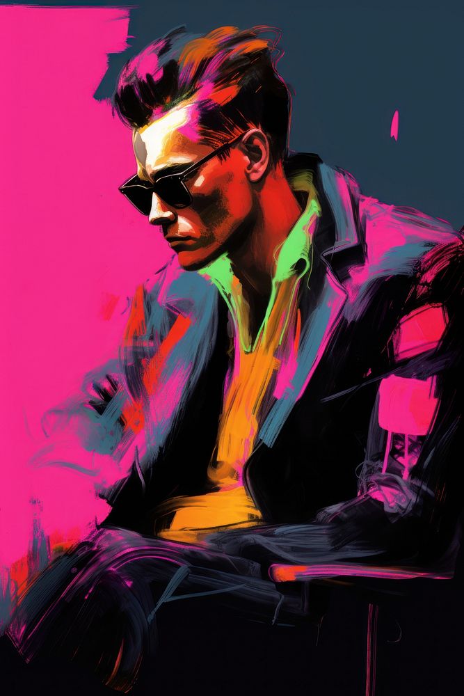 A man portrait sunglasses painting fashion. AI generated Image by rawpixel.