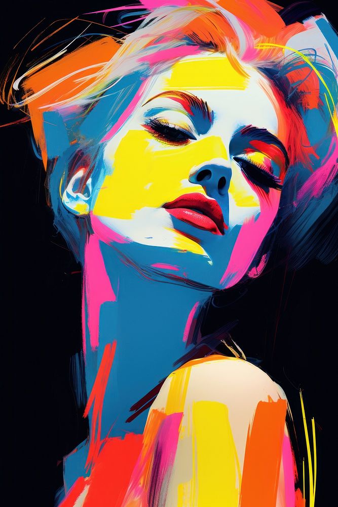 woman portrait painting fashion drawing. | Free Photo Illustration ...