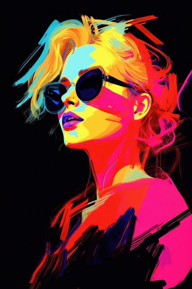 A fashion designers drawing style sunglasses portrait adult. AI generated Image by rawpixel.