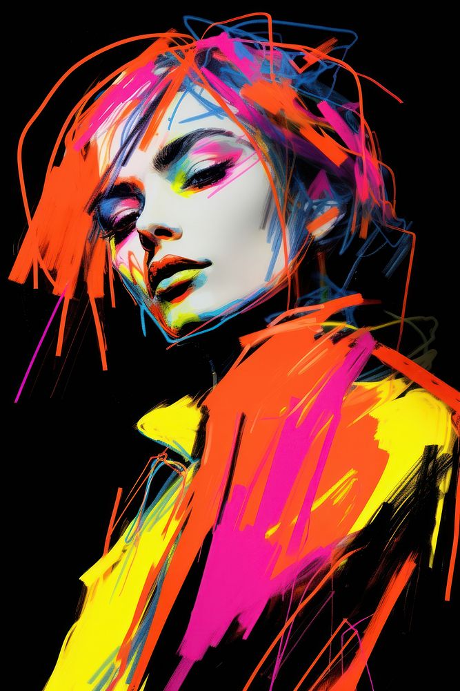 A woman potrait portrait fashion drawing. AI generated Image by rawpixel.