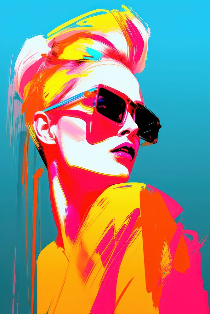 A woman potrait sunglasses painting portrait. AI generated Image by rawpixel.