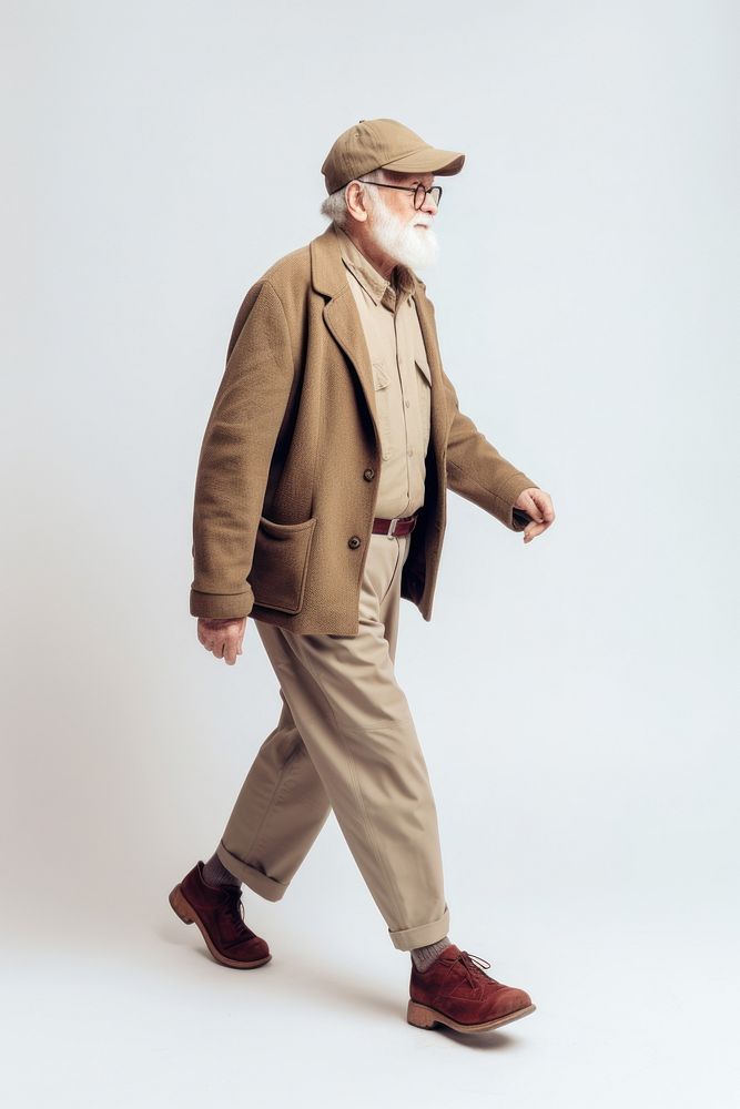 A old man walking overcoat portrait. AI generated Image by rawpixel.
