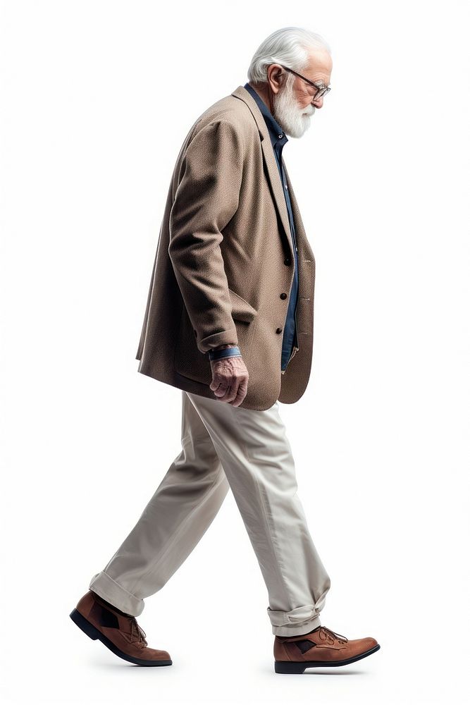 A old man walking overcoat standing. AI generated Image by rawpixel.