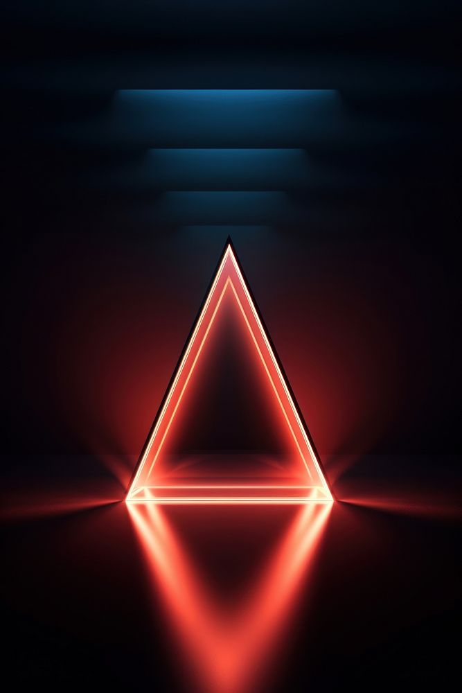 Triangular figure in a neon laser light illuminated darkness abstract. AI generated Image by rawpixel.
