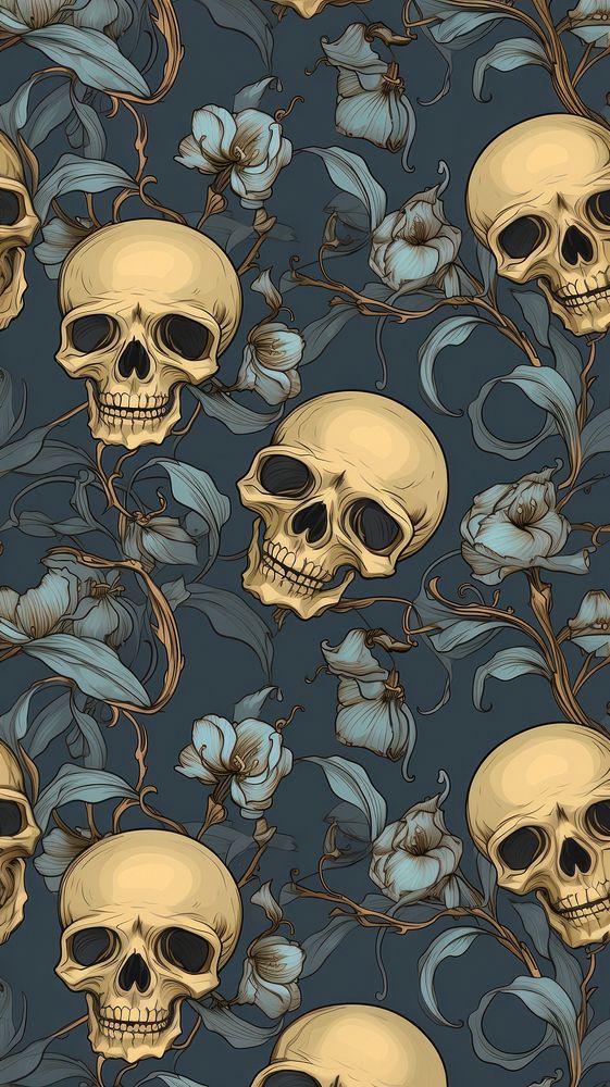 Skulls art backgrounds pattern. AI generated Image by rawpixel.