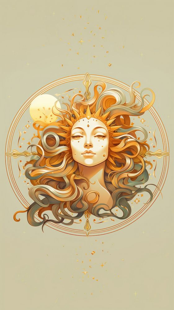 Sun art portrait drawing. AI generated Image by rawpixel.