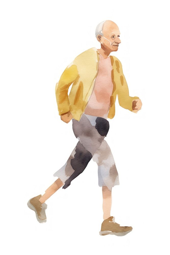 Old man joging painting walking adult. AI generated Image by rawpixel.