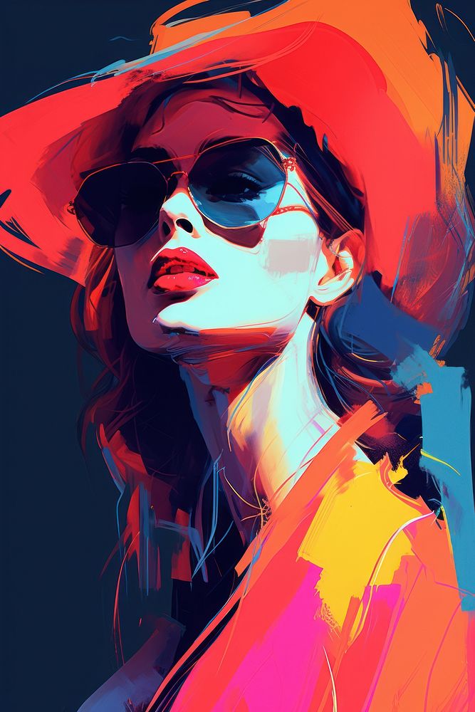Woman portrait sunglasses painting fashion. AI generated Image by rawpixel.