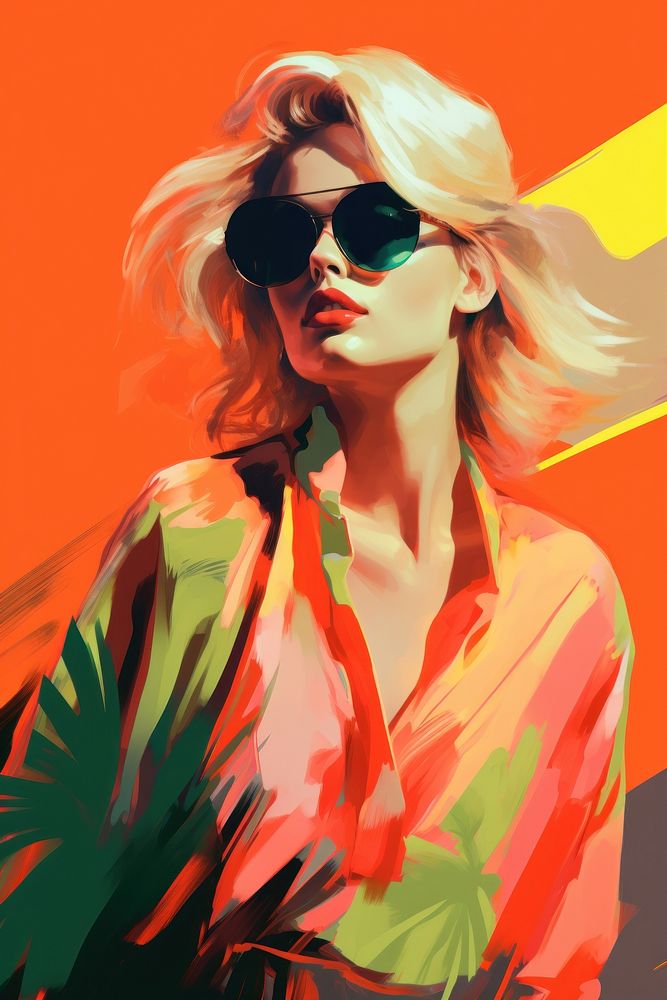A woman sunglasses painting portrait. AI generated Image by rawpixel.