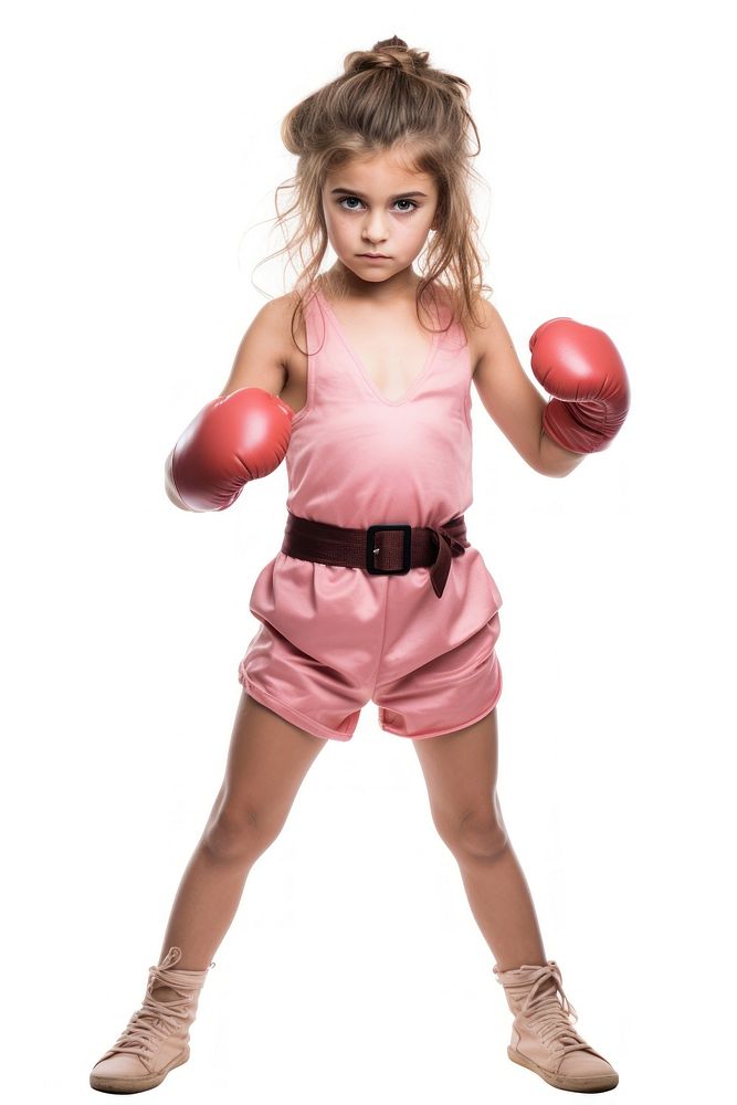 A little girl in a kickboxing pose punching sports child. AI generated Image by rawpixel.
