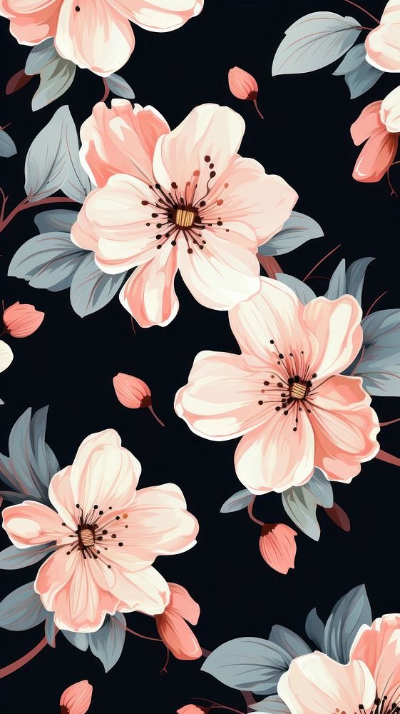 Pattern flower graphics blossom. AI generated Image by rawpixel.