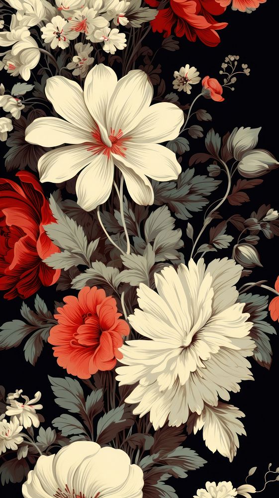 Flower pattern wallpaper graphics. AI generated Image by rawpixel.