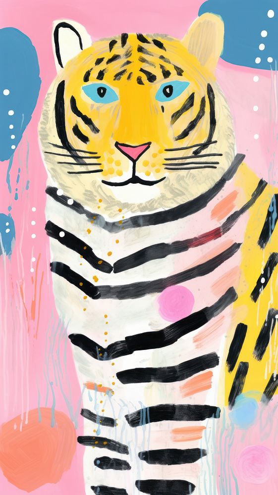 Tiger art painting animal. AI generated Image by rawpixel.