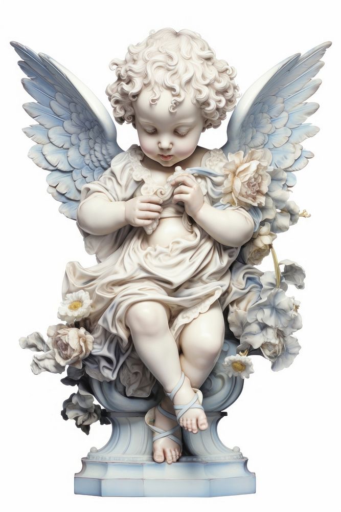 The cherub little angels white background representation spirituality. AI generated Image by rawpixel.