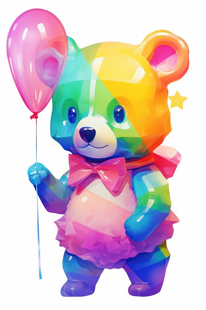 Bear holding a balloon abstract drawing toy. AI generated Image by rawpixel.