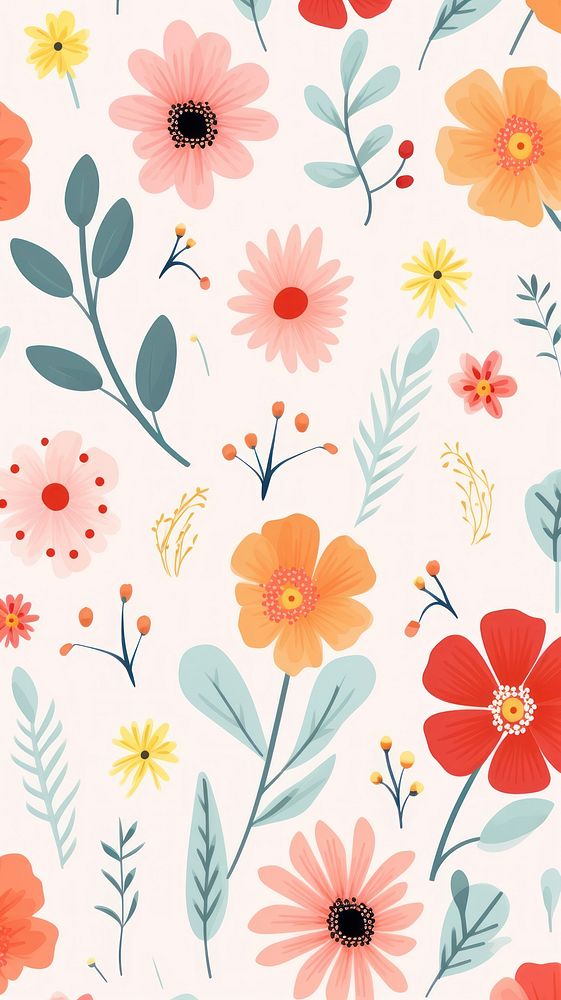 Flower pattern wallpaper plant. AI generated Image by rawpixel.