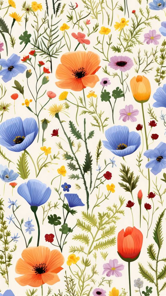 Wild flower pattern plant petal. AI generated Image by rawpixel.