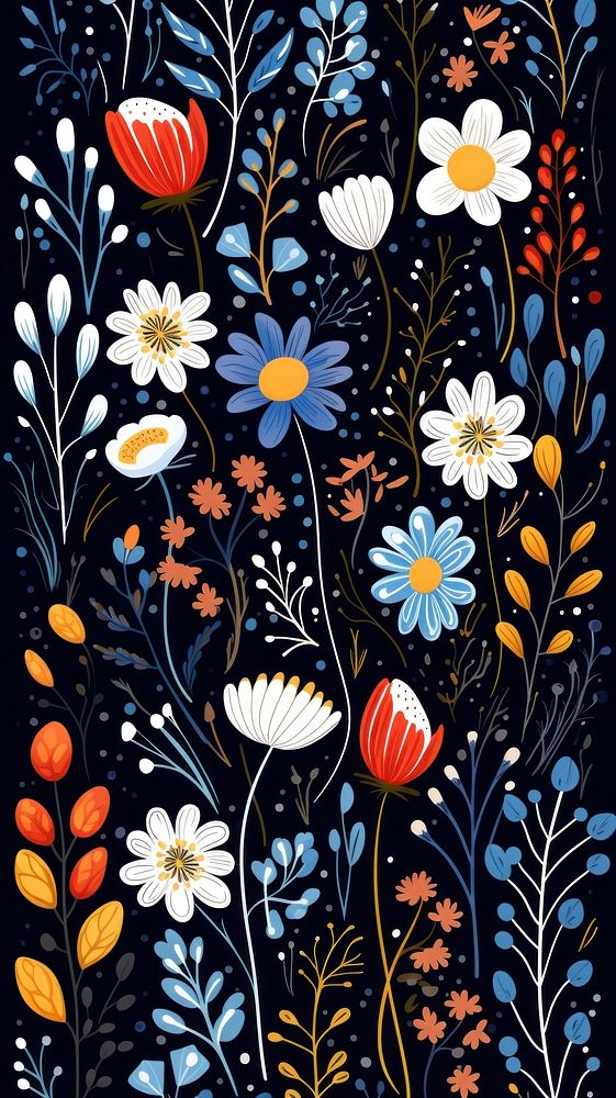 Wild flower pattern plant daisy. AI generated Image by rawpixel.