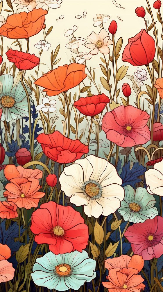 Wild flower pattern plant art. AI generated Image by rawpixel.
