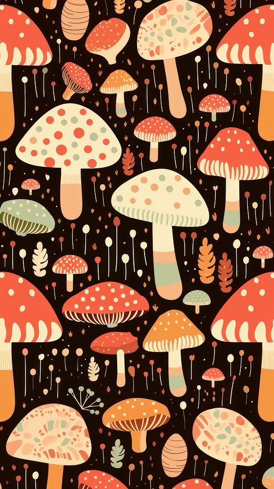 Mushroom pattern backgrounds fungus. AI | Premium Photo Illustration ...