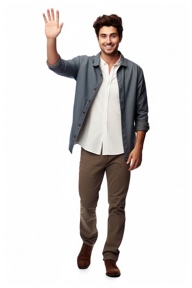Handsome man waving standing shirt adult. AI generated Image by rawpixel.