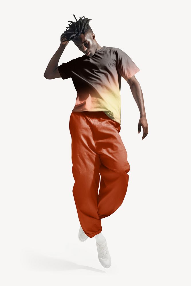 Black man in streetwear, full body
