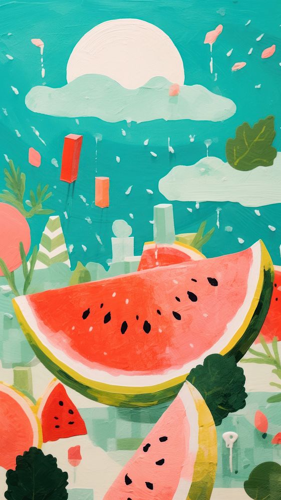 Watermelon backgrounds painting fruit. AI generated Image by rawpixel.