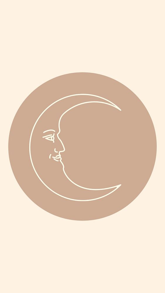 Crescent moon celestial line art  IG story cover template illustration