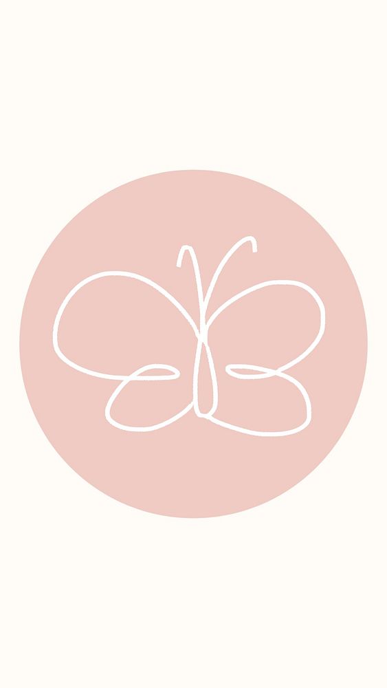 Pink butterfly line art  IG story cover template illustration