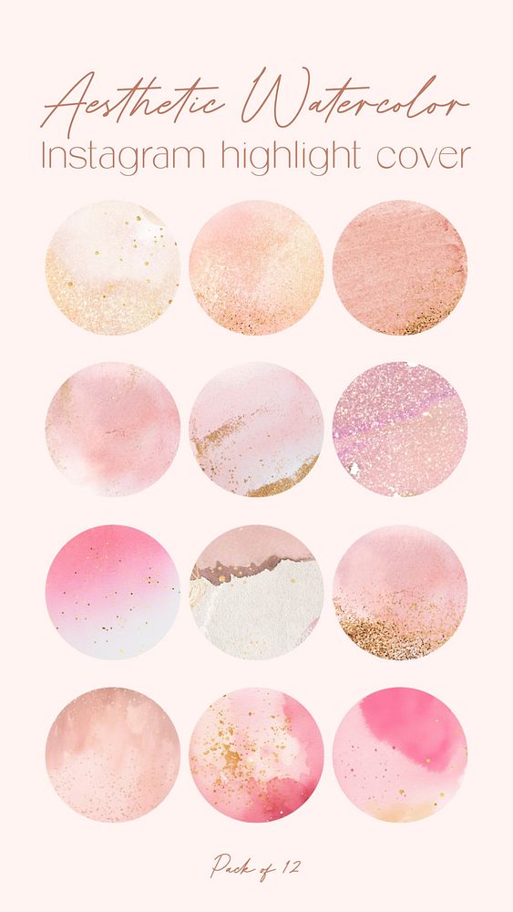 Aesthetic watercolor Instagram story highlight cover template