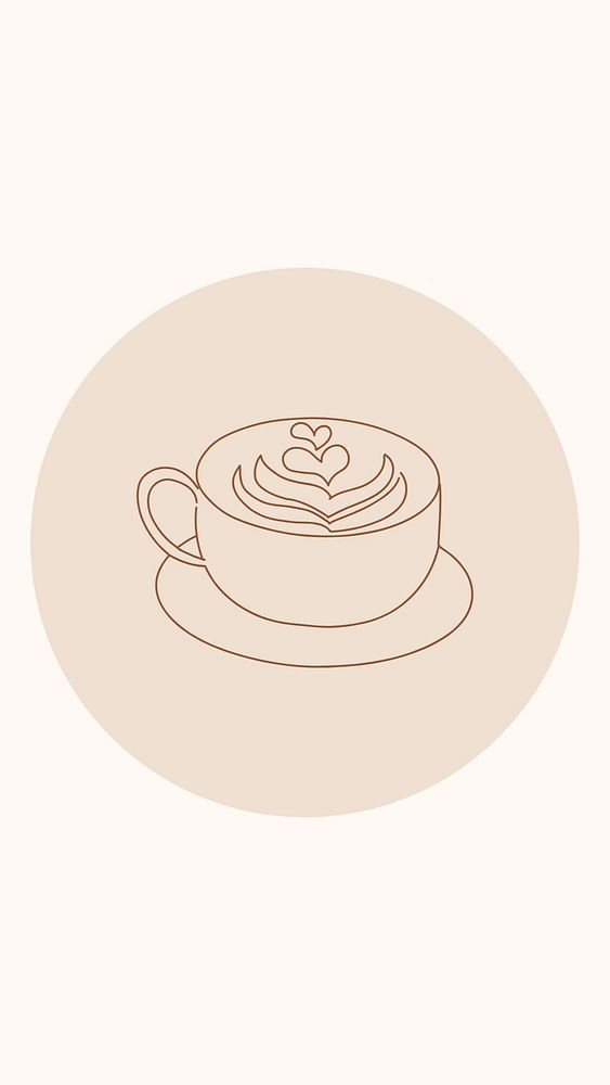 Coffee brown Instagram story highlight cover, line art icon illustration