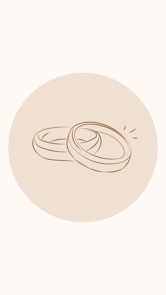 Marriage brown Instagram story highlight cover, line art icon illustration